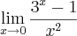 \lim_{x\rightarrow0} \frac{3^x-1}{x^2}