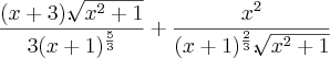 \frac{(x+3).\sqrt[]{x^2+1}}{3(x+1)^\frac{5}{3}}+\frac{x^2}{(x+1)^\frac{2}{3}.\sqrt[]{x^2+1}}