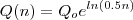 Q(n)={Q}_{o}{e}^{ln(0.5n)} Q(n)={Q}_{o}{e}^{ln(0.5n)}