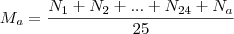 M_a = \frac{N_1 + N_2 + ... + N_{24} + N_a}{25}