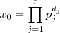 x_0 = \prod_{j=1}^r p_j^{d_j} x_0 = \prod_{j=1}^r p_j^{d_j}