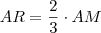 AR=\dfrac{2}{3}\cdot AM AR=\dfrac{2}{3}\cdot AM