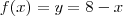 f(x) = y = 8-x