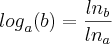 {log}_{a}(b)=\frac{{ln}_{b}}{{ln}_{a}} {log}_{a}(b)=\frac{{ln}_{b}}{{ln}_{a}}