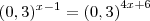 (0,3)^{x-1}=\left(0,3\right)^{4x+6}