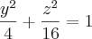 \frac{{y}^{2}}{4}+\frac{{z}^{2}}{16}=1