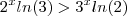 2^{x} ln(3) > 3^{x} ln(2)