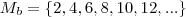 M_b = \{ 2, 4, 6, 8, 10, 12, ... \}