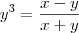 y^3 = \frac{x-y}{x+y} y^3 = \frac{x-y}{x+y}