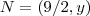 N = ( 9/2 , y ) N = ( 9/2 , y )