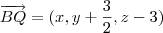 \overrightarrow{BQ}=(x,y+\frac{3}{2},z-3)