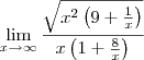 \lim_{x\rightarrow\infty}\frac{\sqrt{x^2\left(9+\frac{1}{x}\right)}}{x\left(1+\frac{8}{x}\right)}