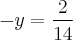 -y = \frac{2}{14} -y = \frac{2}{14}