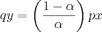 qy=\left(\frac{1-\alpha}{\alpha} \right)px