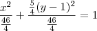 \frac{x^2}{\frac{46}{4}} + \frac{ \frac{5}{4} (y-1)^2 }{\frac{46}{4}} = 1