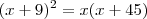 (x + 9)^2 = x(x + 45)