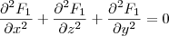 \frac{\partial^2 F_1}{\partial x^2}+ \frac{\partial^2 F_1}{\partial z^2} + \frac{\partial^2 F_1}{\partial y^2}=0