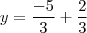 y=\frac{-5}{3}+\frac{2}{3}