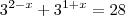 3^{2-x}+3^{1+x}=28 3^{2-x}+3^{1+x}=28