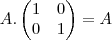 A.
\begin{pmatrix}
   1 & 0  \\ 
   0 & 1 
\end{pmatrix}=A