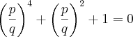 \left(\frac{p}{q} \right)^4 + \left(\frac{p}{q} \right)^2 + 1 = 0