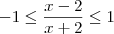 -1 \leq \frac{x-2}{x+2} \leq 1