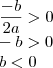 \\
\frac{-b}{2a}>0\\
-b>0\\
b<0 \\
\frac{-b}{2a}>0\\
-b>0\\
b<0