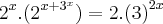 {2}^{x}.({2}^{x + {3}^{x}})=2.{(3)}^{2x}