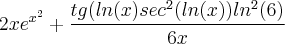 2xe^{x^{2}}+\frac{tg(ln(x)sec^{2}(ln(x))ln^{2}(6)}{6x}