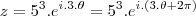 z&=&5^3.e^{i.3.\theta}&=&5^3.e^{i.(3.\theta+2\pi)}