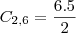 C_{2,6}=\frac{6.5}{2}