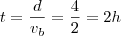 t=\frac{d}{v_b}=\frac{4}{2}=2h