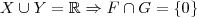 X\cup Y= \mathbb{R} \Rightarrow F\cap G = \{0\}