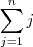 \sum_{j=1}^n j \sum_{j=1}^n j
