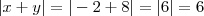 |x+y| = |-2+8| = |6| = 6 |x+y| = |-2+8| = |6| = 6