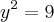 y^2 = 9