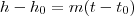 h-h_0=m(t-t_0) h-h_0=m(t-t_0)