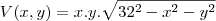 V(x,y)=x.y.\sqrt{32^2-x^2-y^2}