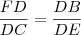 \frac{FD}{DC}&=&\frac{DB}{DE}