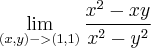 \lim_{(x,y)->(1,1)}\frac{x^2-xy}{x^2-y^2} \lim_{(x,y)->(1,1)}\frac{x^2-xy}{x^2-y^2}