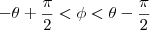 -\theta+\frac{\pi}{2}<\phi<\theta-\frac{\pi}{2}