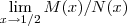 \lim_{x\to 1/2} M(x)/N(x)