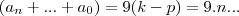 ({a}_{n}+...+{a}_{0})=9(k-p)=9.n...