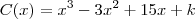 C(x)=x^3 - 3x^2 + 15x + k