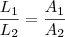 \dfrac{L_1}{L_2}=\dfrac{A_1}{A_2}