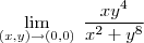 \lim_{ (x,y) \to (0,0) } \; \frac{xy^4}{x^2+y^8}