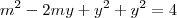 m^2-2my +y^2+y^2=4