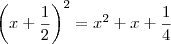 \left(x+\frac{1}{2}\right)^2=x^2+x+\frac{1}{4}