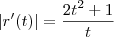 \left|r'(t) \right|= \frac{2t^2+1}{t}