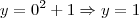 y = {0}^{2} + 1
\Rightarrow y = 1 y = {0}^{2} + 1
\Rightarrow y = 1